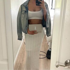 Light wash denim jean jacket puff sleeve detail xs 0